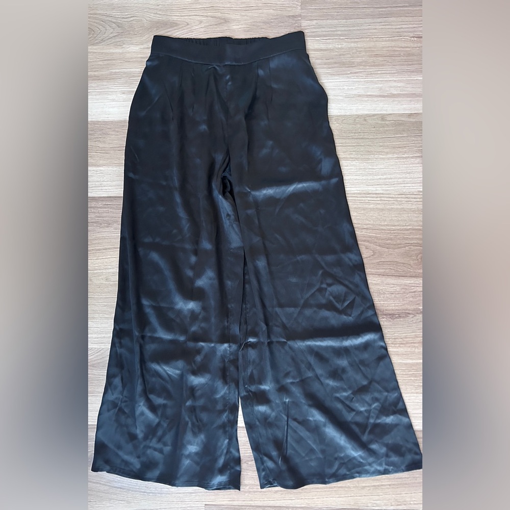 Etam Wide Leg Elastic Waist Black Pajama Bottoms  Size Medium